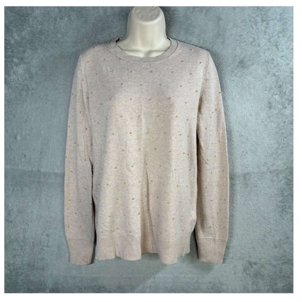Banana Republic Beaded Sweater Medium Merino Cashmere Blend Quiet Luxury - Picture 3 of 8